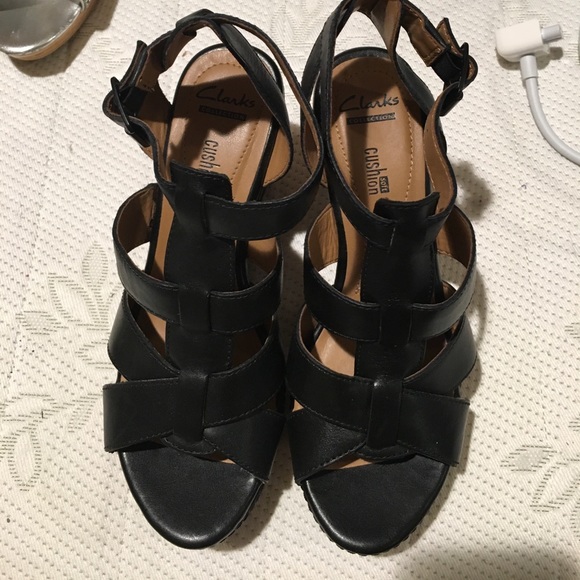 Clarks Shoes - Leather and cork Clark’s wedge sz8.5